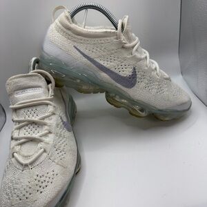 Nike Cream and Gray Vapormax Flyknit Shoes